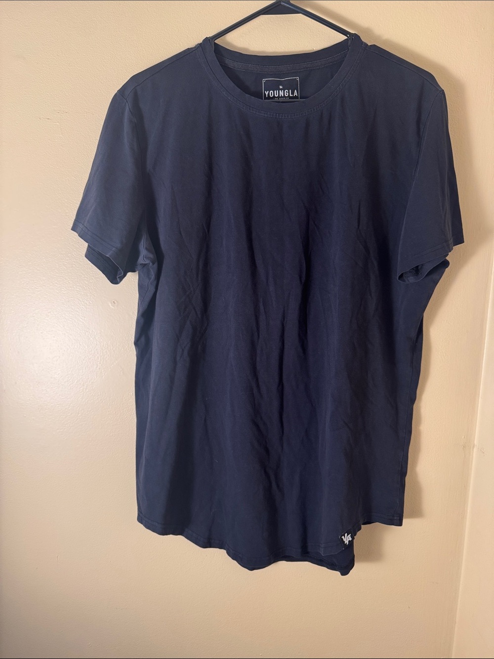 YoungLA Men's Navy Blue Crew Neck Short Sleeve Tee
